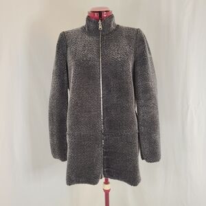 Vero Moda Shirley Fuzzy Faux Fur Zip Front Jacket Grey Size Medium